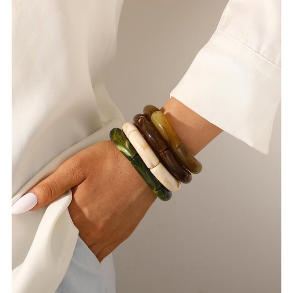 Chunky Acrylic Bangle Bracelets Women Stack Fashion Jewelry Non-Metal - Picture 5 of 9